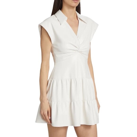 Alice + Olivia Mila Faux-Leather Minidress Off White New Size 10 New - Picture 9 of 16
